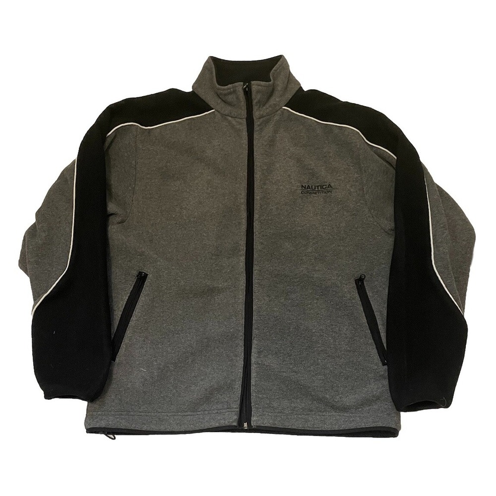 VTG 90's Nautica‎ Competition Zip Up Fleece Sweatshirt Jacket Size Med Y2K USA